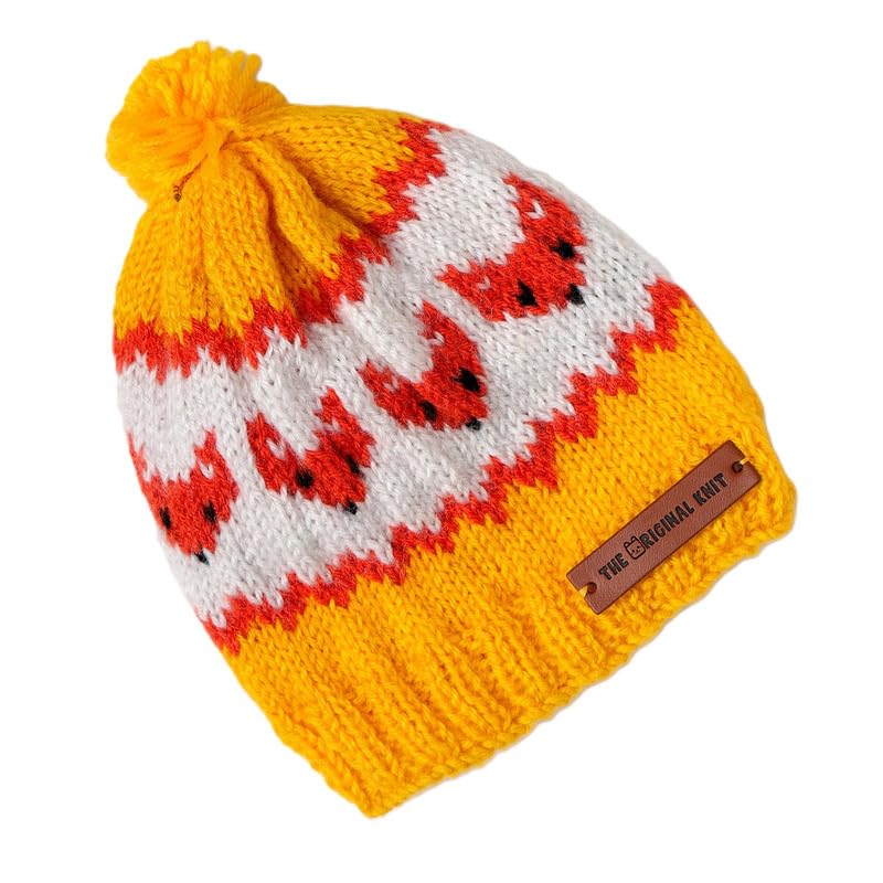 The Original Knit Foxy Fun Cap - Yellow & White