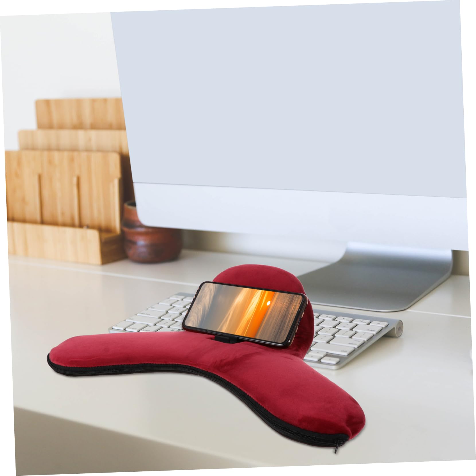 SECFOU Soporte para Teléfono y Tableta con Almohada Ergonómica Soporte De Escritorio para Ver Videos y Leer Compatible con Smartphones y Color