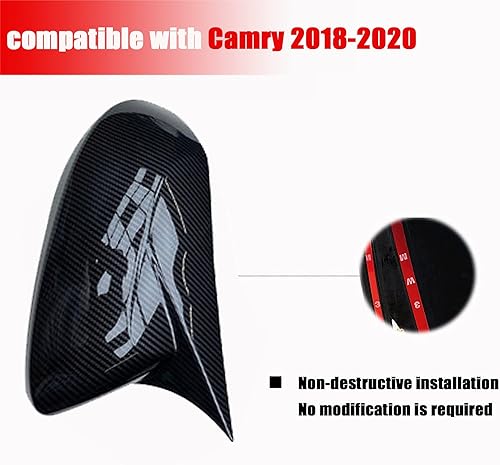 Miniatura 2 de 2 piezas de cubierta de espejo retrovisor lateral estilo fibra de carbono compatibles con Toyota Camry LE/SE/XLE/XSE/XLE 2018-2021