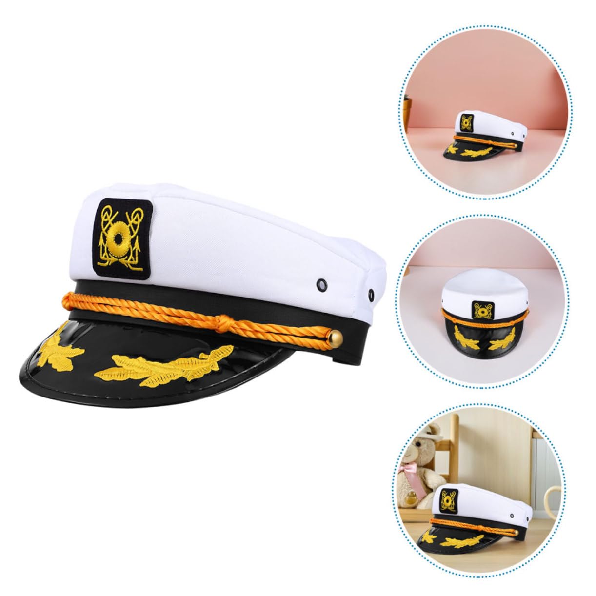 4pezzi Cappello Capitano Regolabile in Poliestere Ricamo Adatto Feste in e Yacht Per Tutte Dimensioni Della
