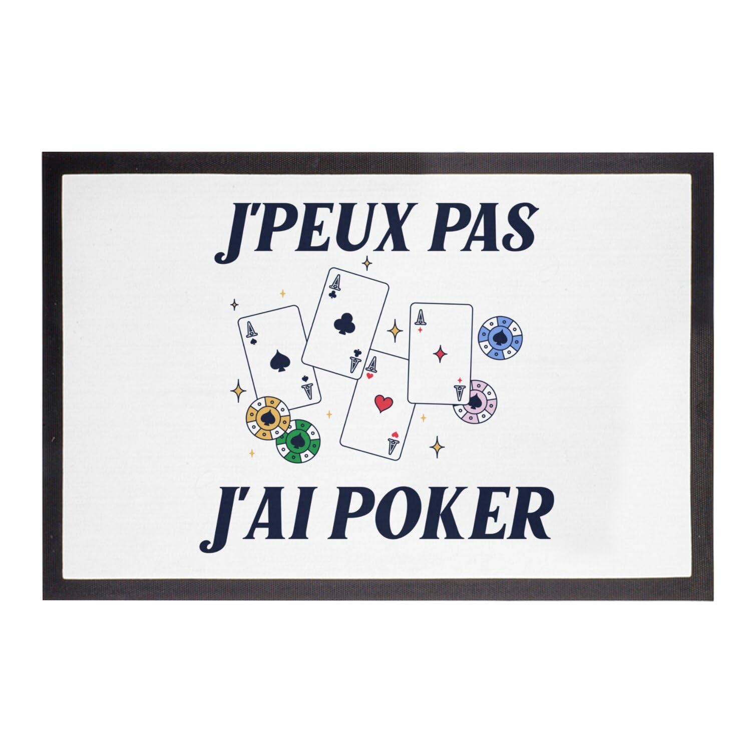 Paillasson Poker Blanc Évite la Saleté - Tapis Casino Entrée Propre 75x50
