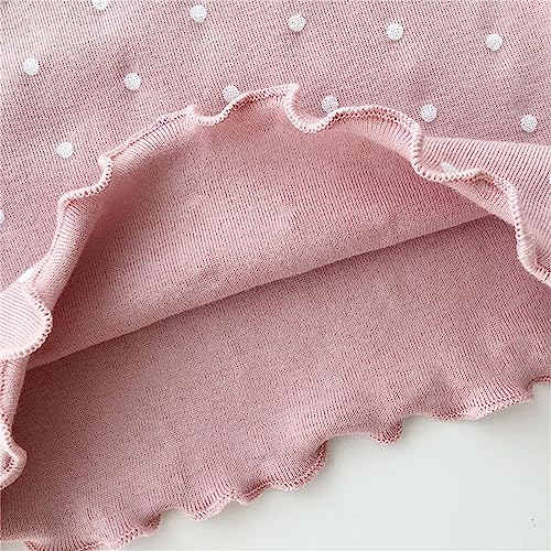 Little Girls Cute Polka Dot Blouse Long Sleeve Wooden Ear Edge Round Neck Shirts for Casual Trendy Birthday Clothes for Kids4
