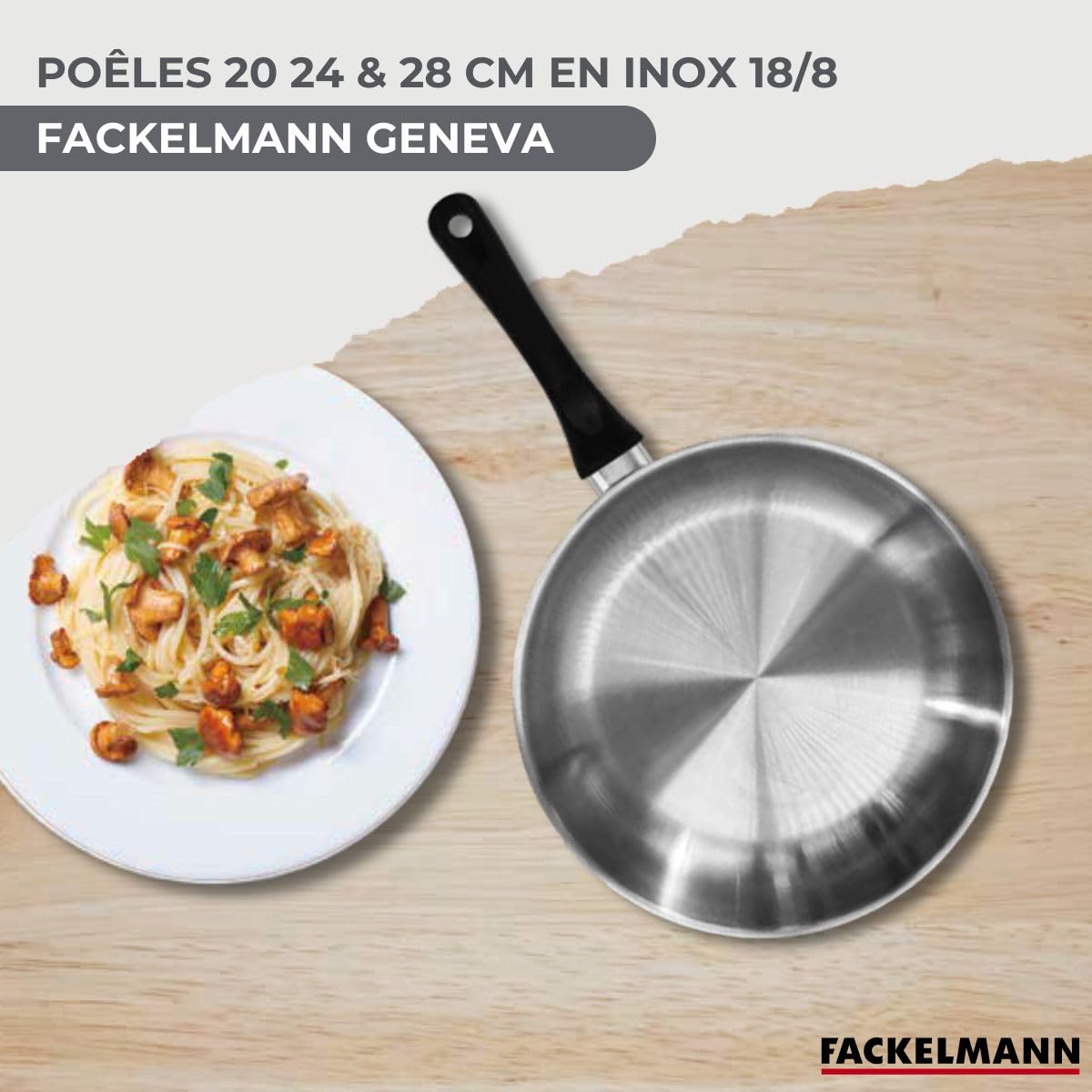 Fackelmann Set 3 poêles 20, 24 et 28 cm, couvercles et 6 ustensiles