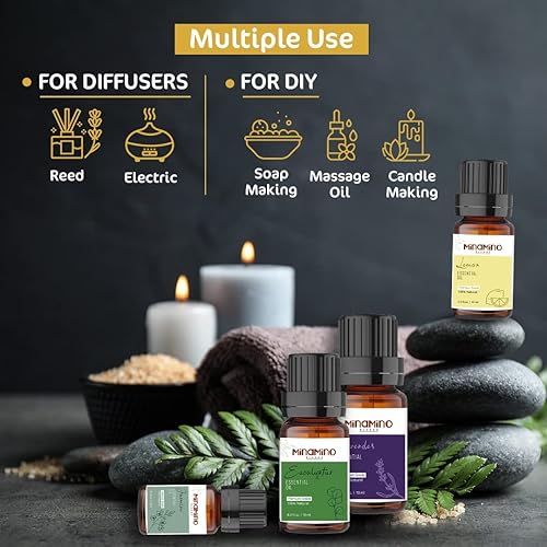 Miniatura 4 de 0.33 FL OZ-MINAMINO Aceite esencial de citronela en botella de vidrio ámbar con Euro y Pipette DROPPER, aceite esencial 100% puro y de grado