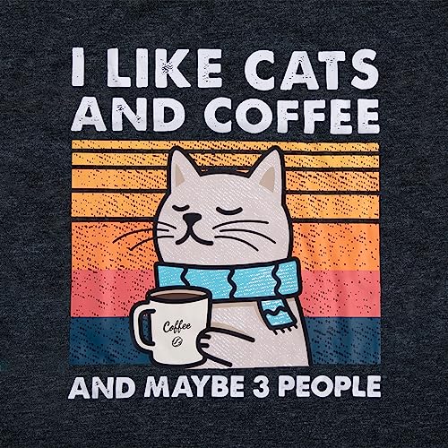 Cat Shirt I Like Cats and Coffee and Maybe 3 People Graphic T-Shirt Vintage Cat Lover Shirts Retro Coffee Lover Gift Tee Tops2
