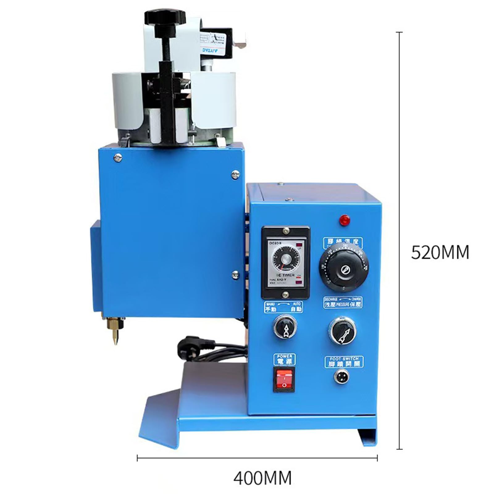 Máquina de encolado de fusión en caliente con pedal, potencia de 800 W, control de temperatura de 220 °C para aplicaciones adhesivas industriales
