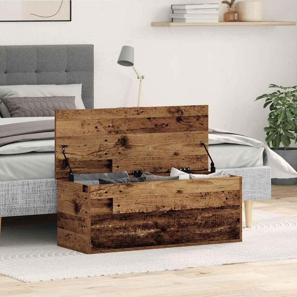 vidaXL Caja de Almacenamiento Madera Envejecida 90 x 35 x 35 cm, Caja de Almacenamiento Moderna, Organizador Rectangular, Solución sin Desorden, Espacio Ample, Diseño Compacto