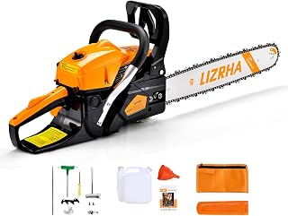 62CC Handheld Gasoline Chainsaw 20 Inch Top Handle 4.2 HP 2 Stroke Cordless Portable Gasoline Powered Chainsaw for Cutting Trees Pruning Trees Prepare firewood