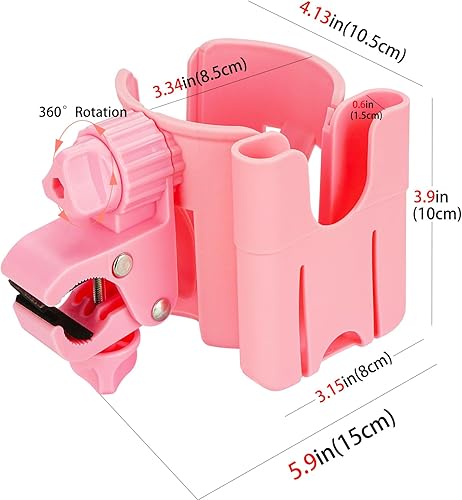 Miniatura 2 de Portavasos 2 en 1 con soporte para teléfono, portavasos para bicicleta, soporte para bebidas con rotación para bicicleta, silla de ruedas, andador