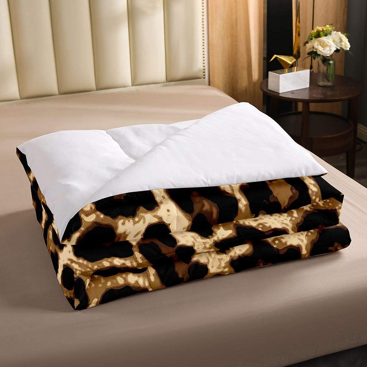 Leopard Print Duvet Cheetah Print Bedding Set Africa Leopard Pattern Decorative Duvet Insert for Kids Boys Girls Children Teens Double Size - Image 2