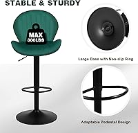 Vista 59 de Juego de 2 taburetes de bar modernos, taburetes de bar giratorios de altura ajustable de terciopelo, sillas de encimera de isla de cocina sin brazos