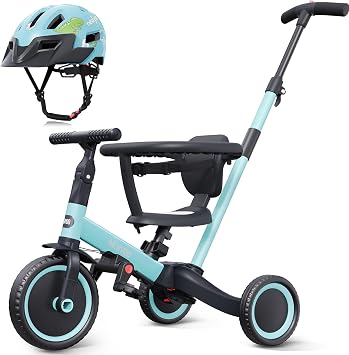 newyoo TR008 Toddler Tricycle with Helmet, Toddler Bike, Tricycles for 1-3 Year Olds, Kids Bike Helmet for 3-8 Year Olds,Blue