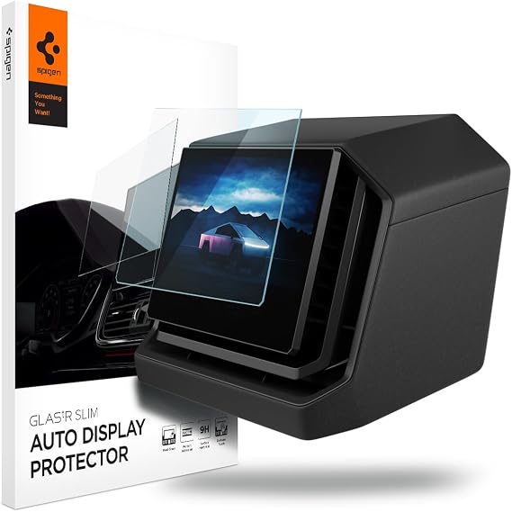 Spigen Center Console Organizer Tray (TOP) Bundle with Tempered Glass Screen Protector [GlasTR Slim] (9.4 inch Rear Touchscreen) Designed for Tesla Cybertruck