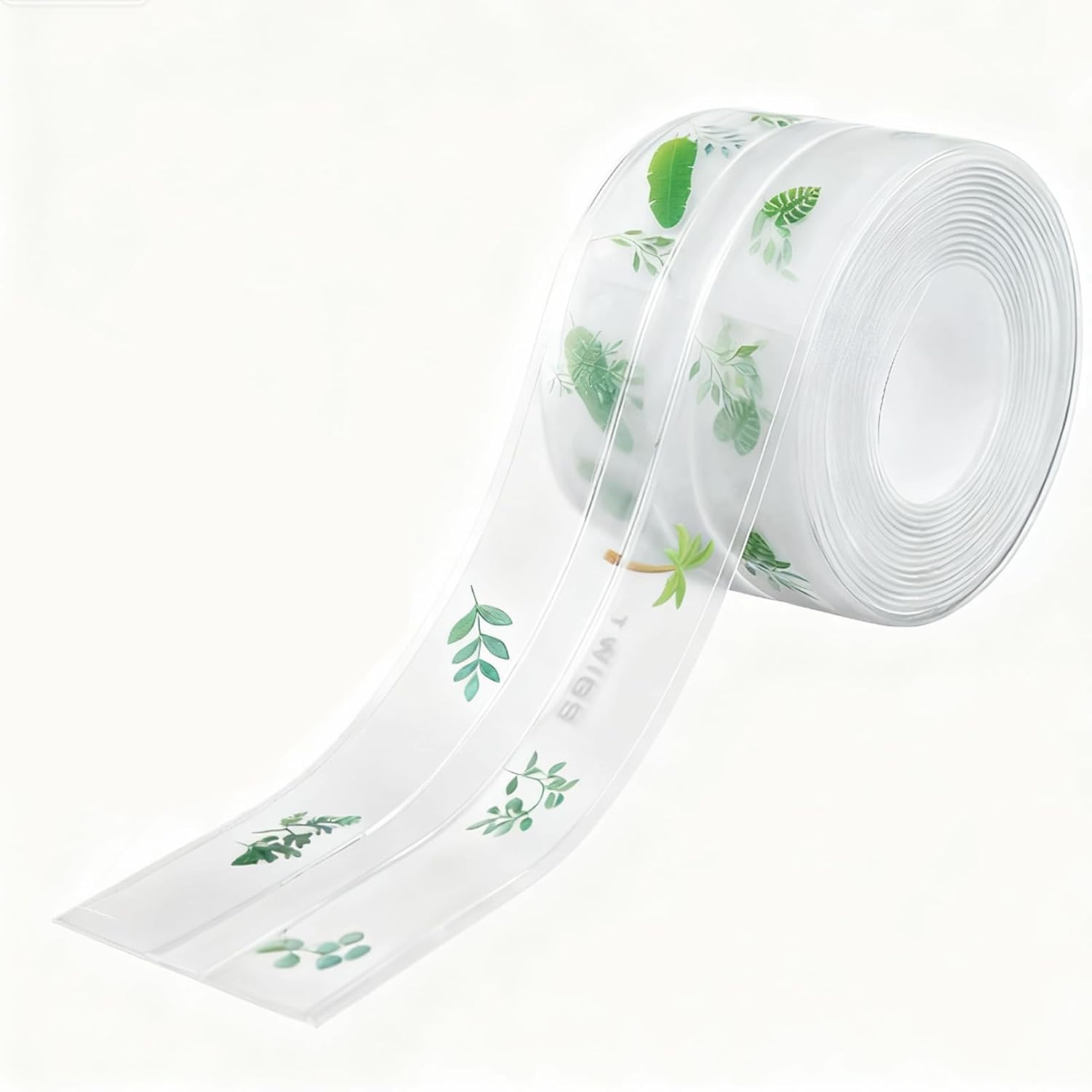 Bathroom Decor-Clear Caulk Tape Waterproof Self Adhesive, Tape Toilet Bowl Bath Tub Kitchen Strip (Green Leaves,2IN-10.5FT)