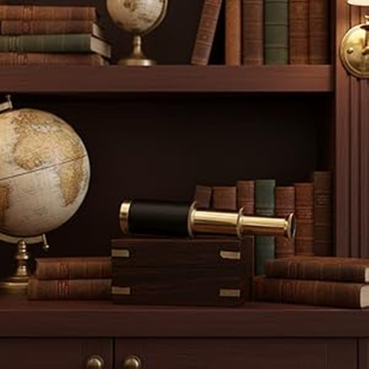 Brass Pirate Spyglass | Collapsible Hand Telescope with Wooden Box | 6 Inch Solid Brass Telescope for & Collectors | Vintage Nautical Decor | Used by Adults Age 30 Years