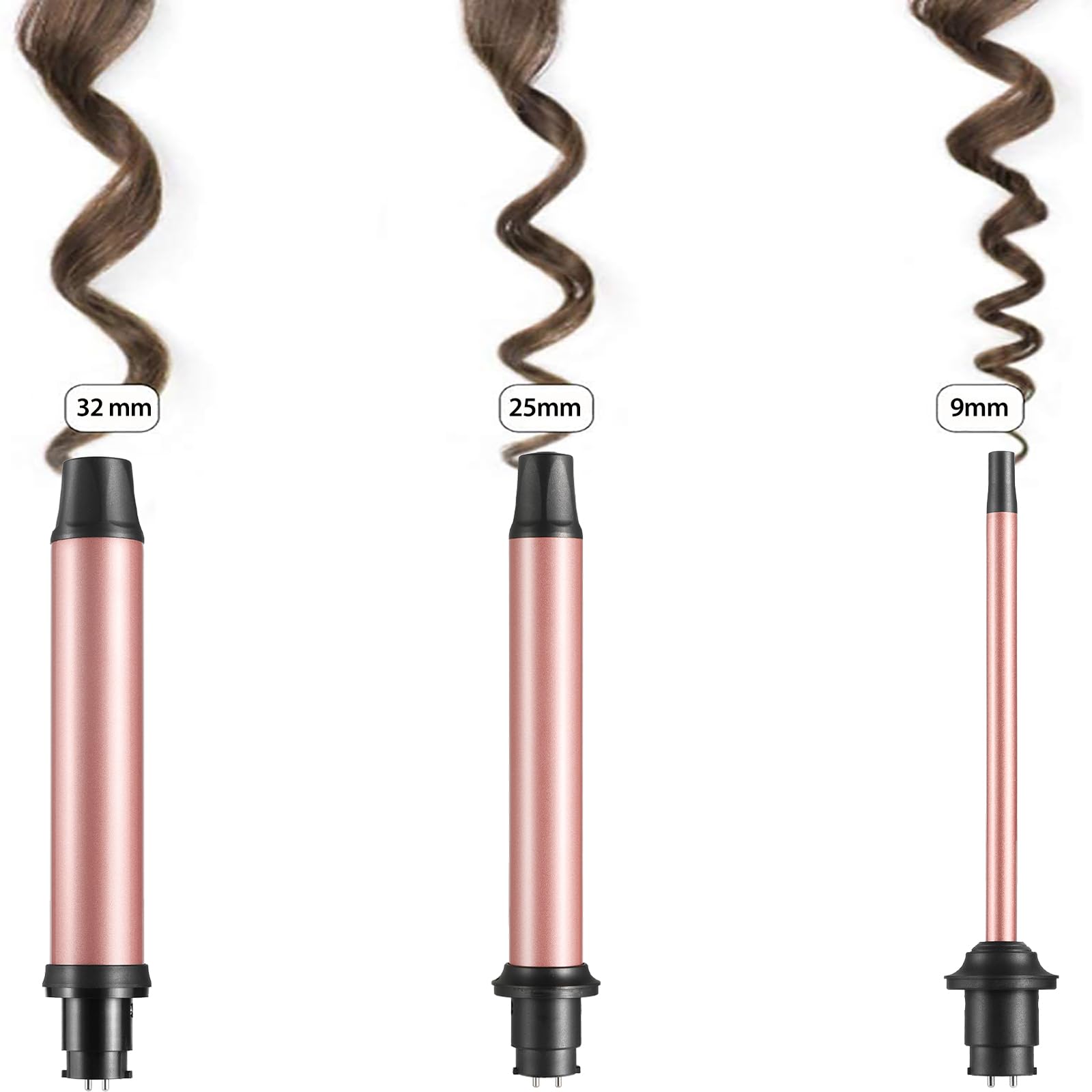 3 in 1 Curling Wand Set with Ceramic Barrel and Interchangeable Attachments