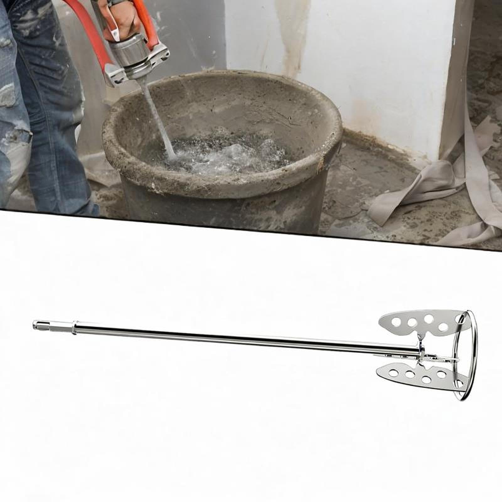 predolo Zementmischstab aus Rostfreiem Edelstahl Farbmischer Bohrmaschinenaufsatz Paddelrührer für Beton Und Farben Rührstab mit Bequemem Griff für, Quadrat