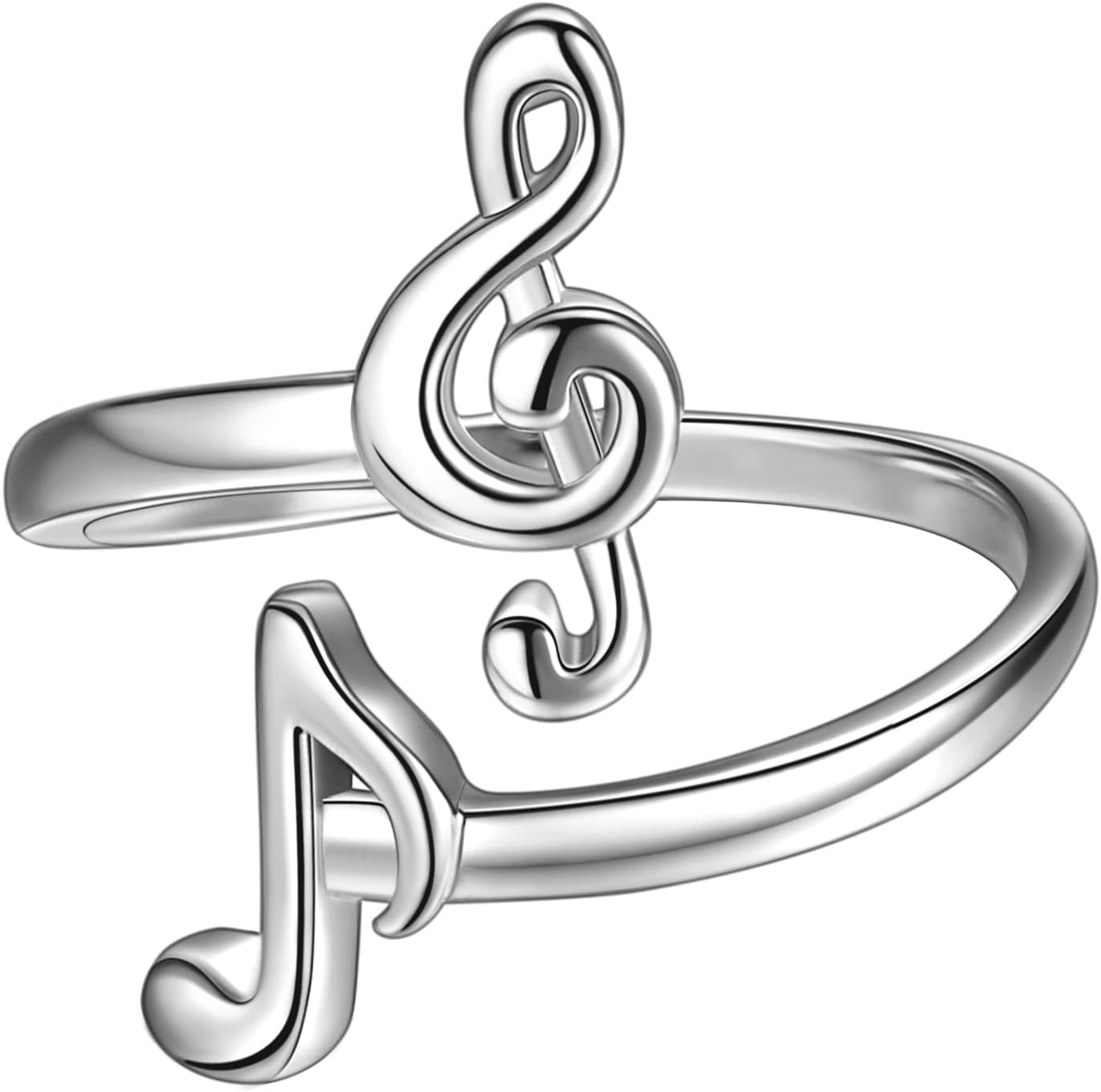 beautlace Musical Note Adjustable Rings Silver/18K Gold/Black Gun Plated Love Heart Treble Clef Music Note Open Ring Jewelry Gifts for Music Lover KR0026