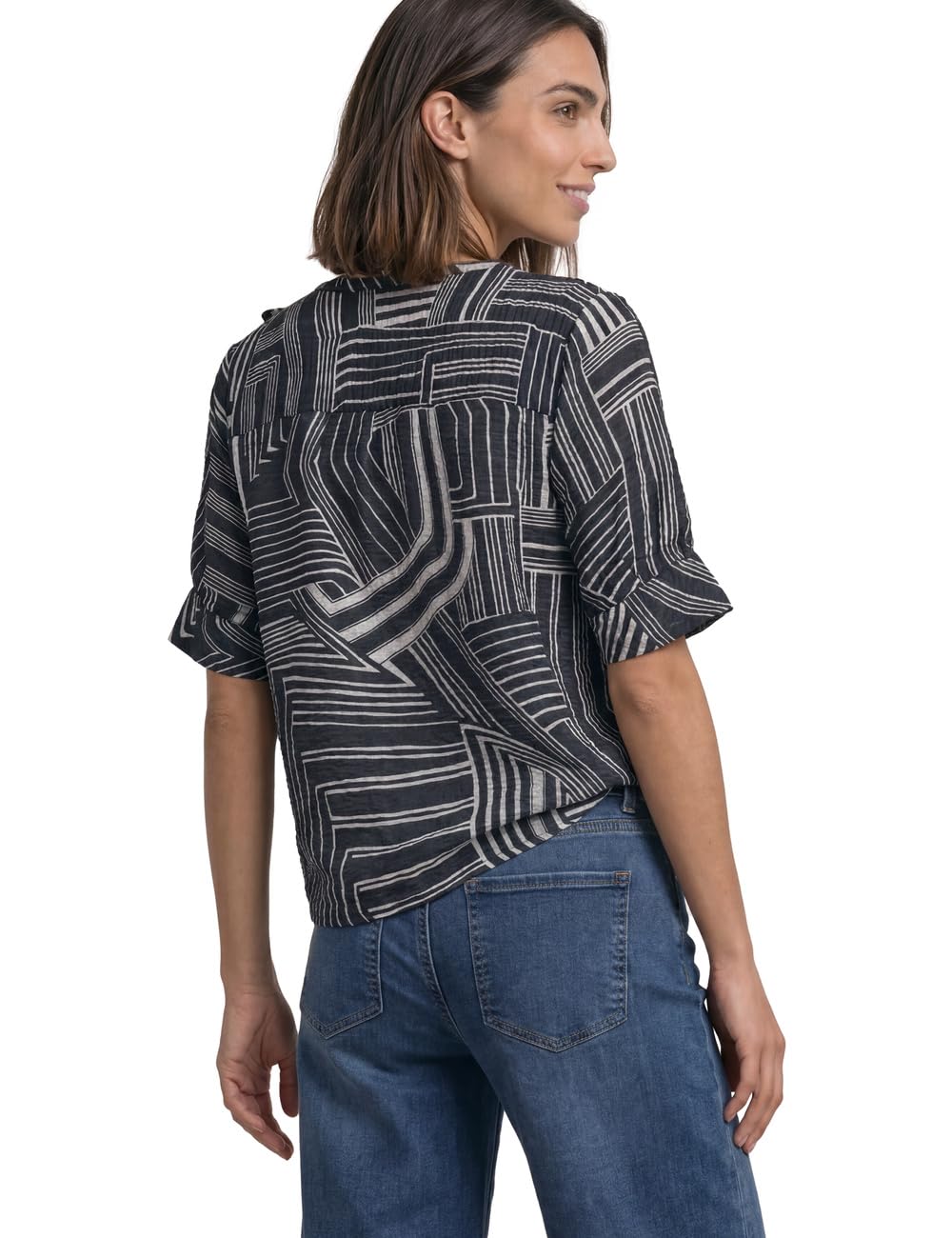 Street One Kurzarm Bluse mit Split Neck und Print