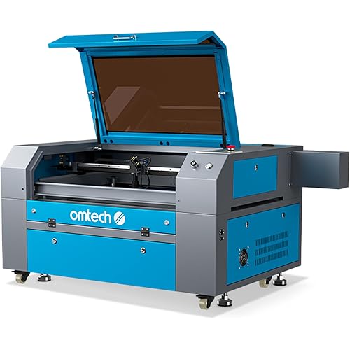 OMTech 90W CO2 Laser Engraver with Water Chiller & LightBurn, 28"x20" Cutting & Engraving Machine with Air Assist, 4-Way Pass, Caster Wheels, RDWorks, for Wood, Glass, Acrylic & More