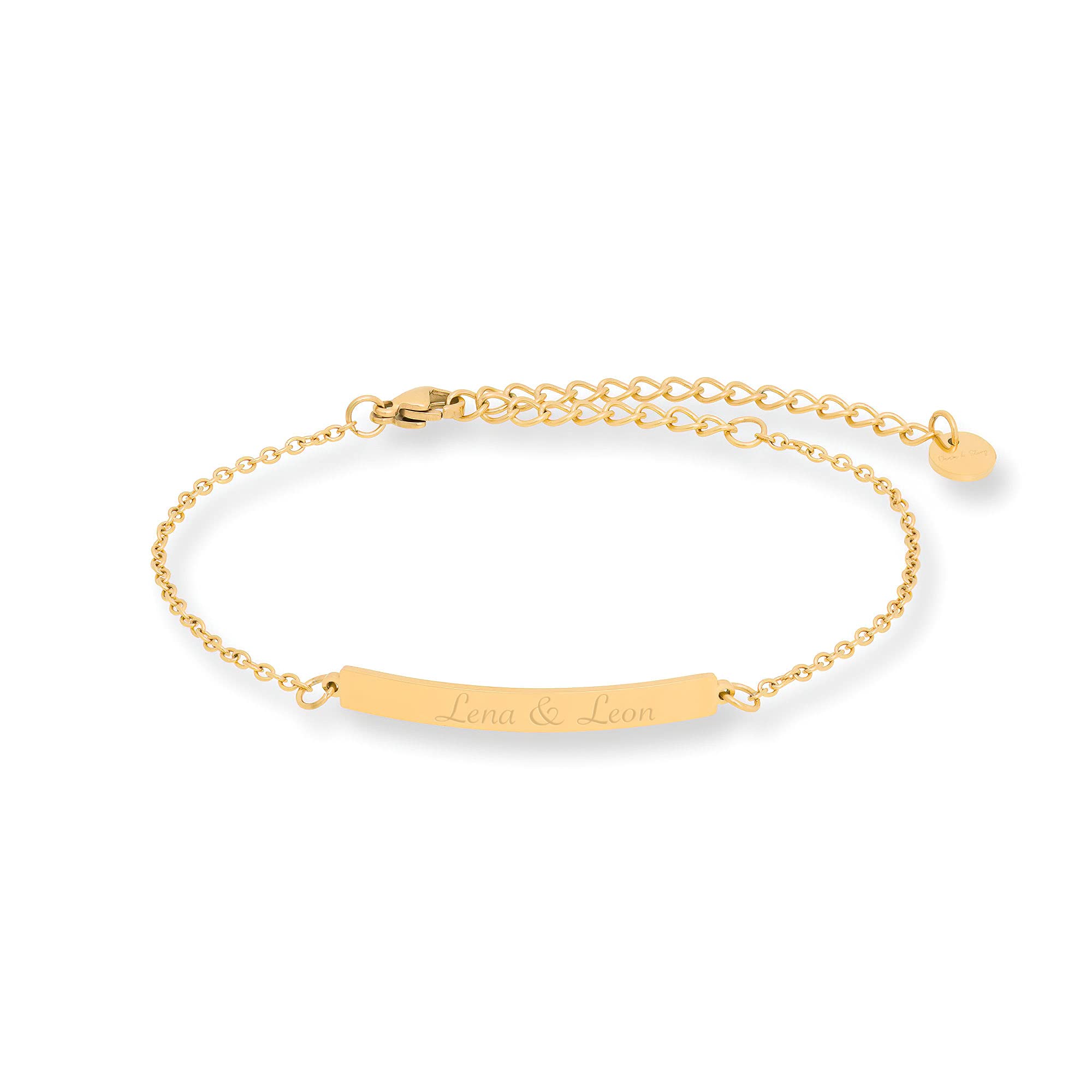 ID Armband mit Gravur | Namensarmband | Partnerarmband | Personalisiertes Geschenk zum Valentinstag Jahrestag Muttertag Geburtstag Hochzeit Freundinnen | 316L Edelstahl | Silber Gold Roségold