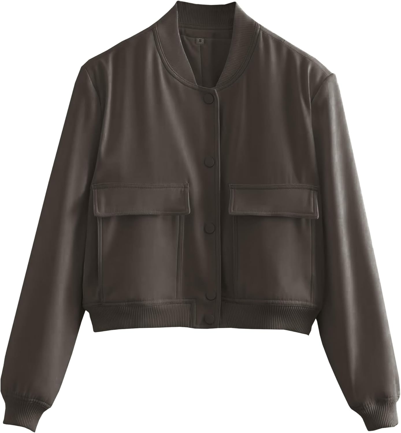 Womens Cropped Bomber Jacket Button Down Varsity Jackets Shackets with Pockets - Image 5