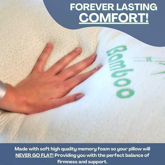 Rayon Derived from Bamboo Pillows Standard Size - [Adjustable] Shredded Memory Foam for Sleeping - Cooling & Breathable Pillowcase with Zipper - Back, Stomach, Side Sleeper (26 x 20 Inch)