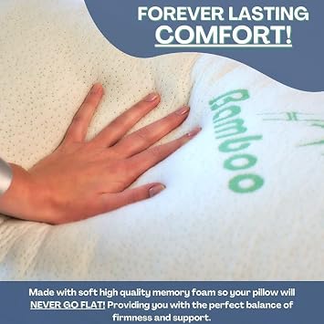 Rayon Derived from Bamboo Pillows Standard Size - [Adjustable] Shredded Memory Foam for Sleeping - Cooling & Breathable Pillowcase with Zipper - Back, Stomach, Side Sleeper (26 x 20 Inch)