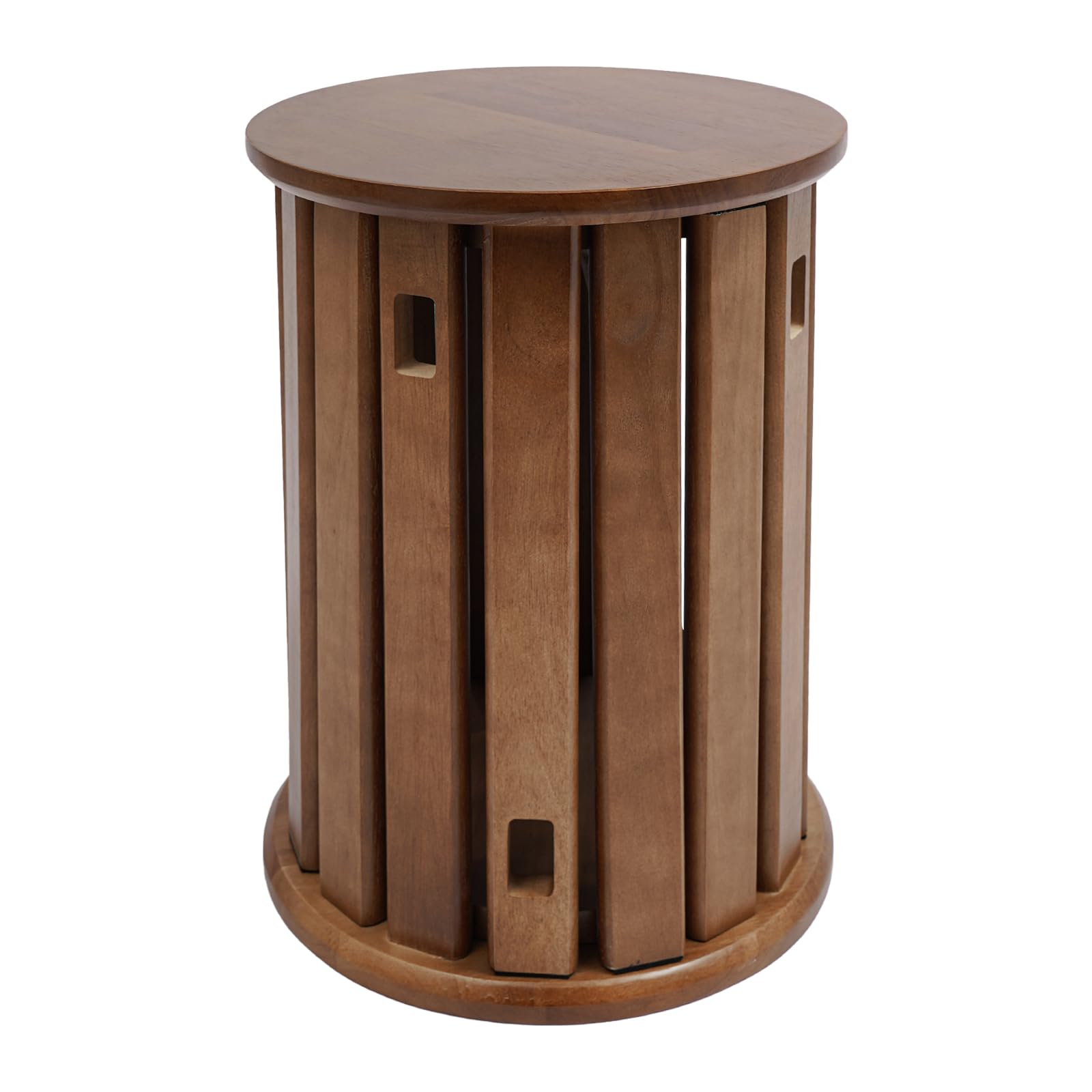 4-in-1 Stacking Stools Stackable Stools Set of 4 Round Wooden Stool Nesting Stool Side Table Multifunctional Combination Chairs for Living Room, Bedroom, Balcony (Walnut Color)