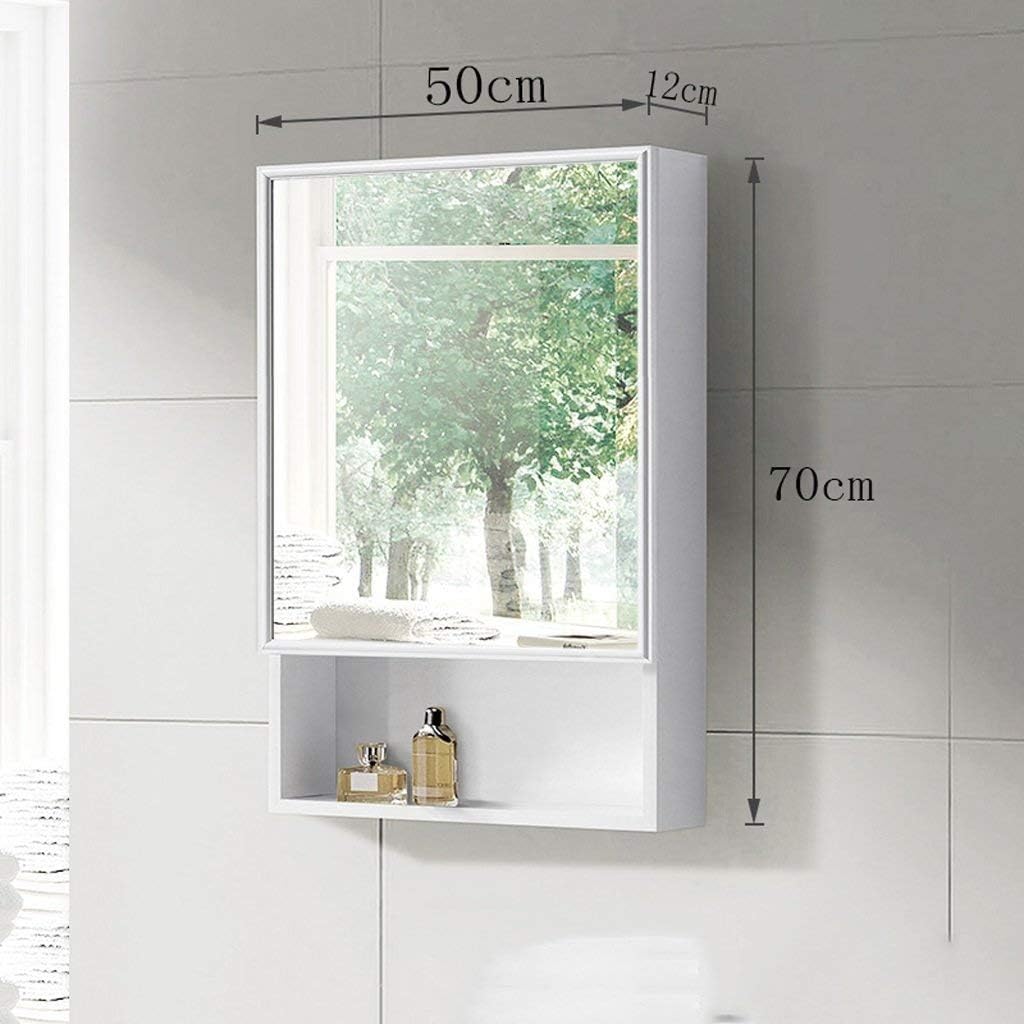 Space Aluminum Profile Bathroom Mirror Cabinet Mirror Box Wall-Mounted Toilet Storage Cabinet (Color : Beige)