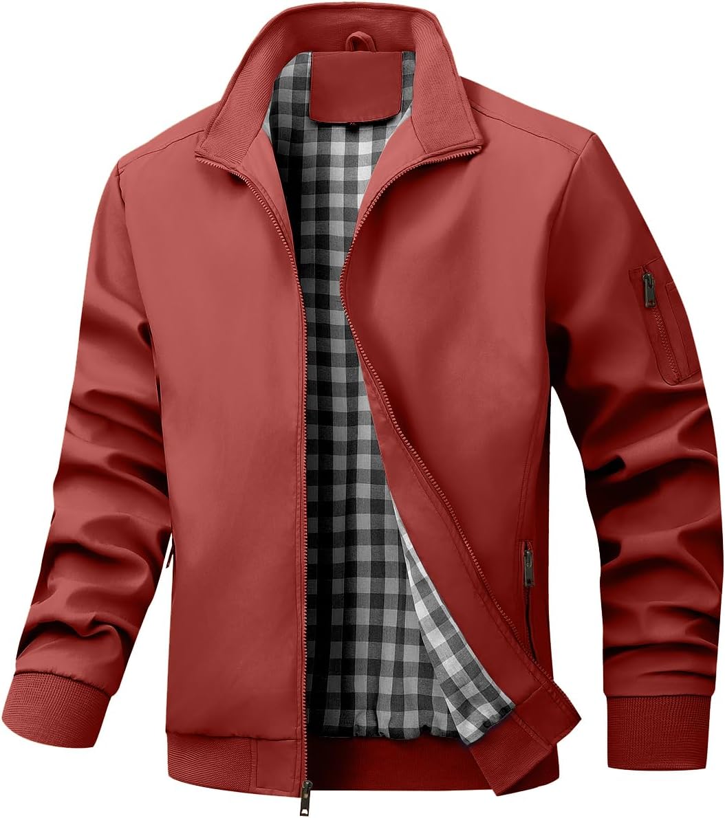 Men's Bomber Jacket Lightweight Casual Windbreaker Jackets Zip Up Coat