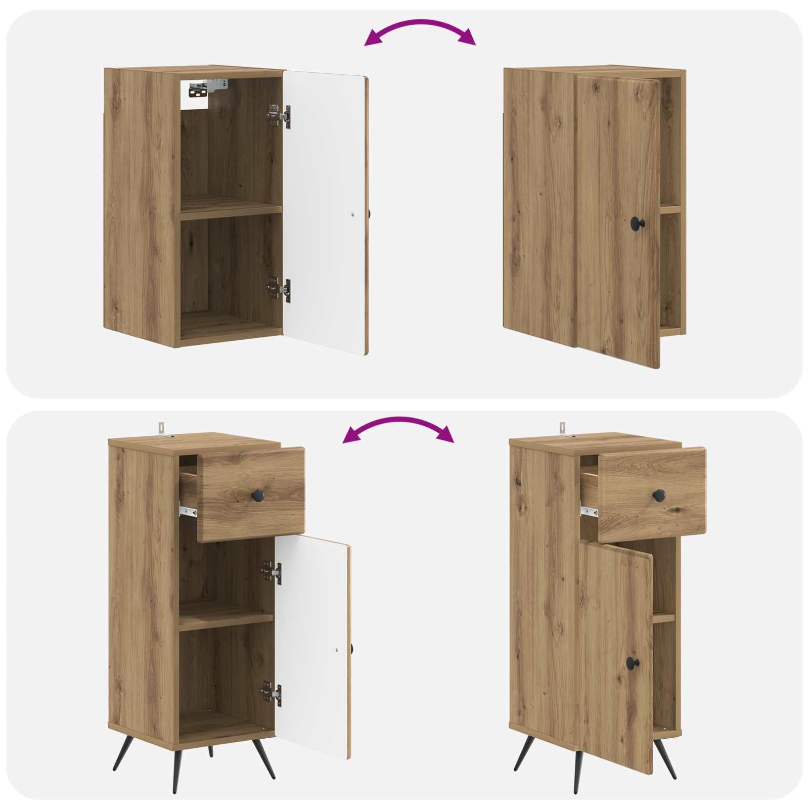 vidaXL Zestaw szafek łazienkowych w 3 częściach BREDA Dąb artisan