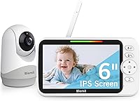 Blemil 6-Inch No WiFi Video Baby Monitor: 35Hr Battery, Pan/Tilt/Zoom Camera, Night Vision, 1000ft Range, 2-Way Talk