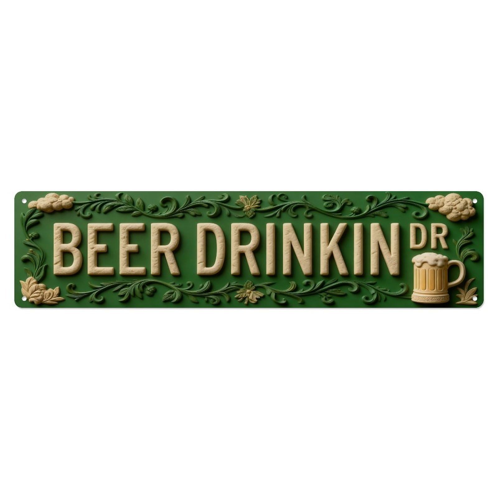 Beer Drinkin Dr- Tin Sign Vintage Metal Sign Home Bar Garden Indoor & Outdoor Wall Decor Retro Metal Poster 4x16 Inch