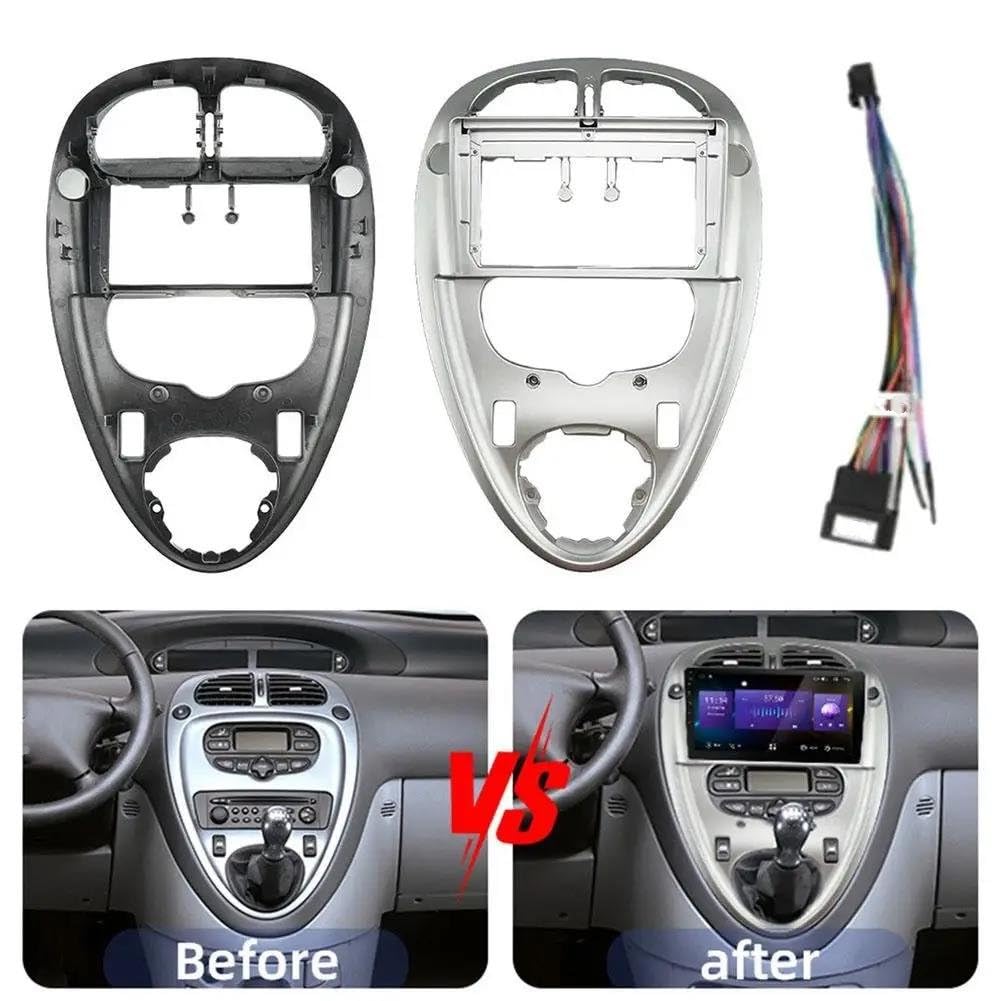 Panel Salpicadero Fascia Radio De Coche 9 Pulgadas Panel Video Reproductor Audio Marco Kit Montaje Tablero Cableado para Xsara para Picasso 1999 2000 2010(Set B)