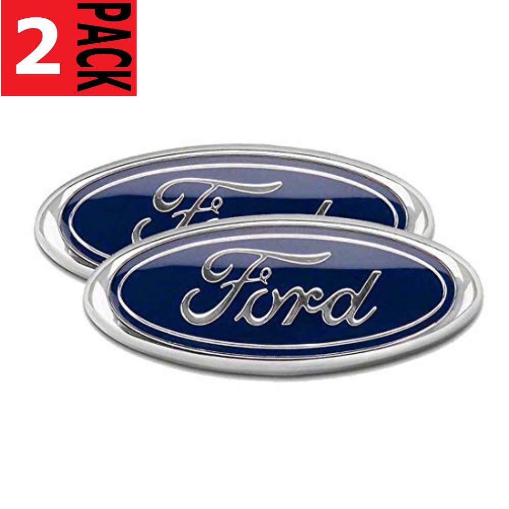 2x Pack FORD F150 Dark Blue Grille Tailgate Emblem 2005-14, Oval 9"X3.5", 3 Mounting Tabs, Also Fits 05-07 F250 F350, 11-14 Edge, 11-16 Explorer, 06-11 Ranger