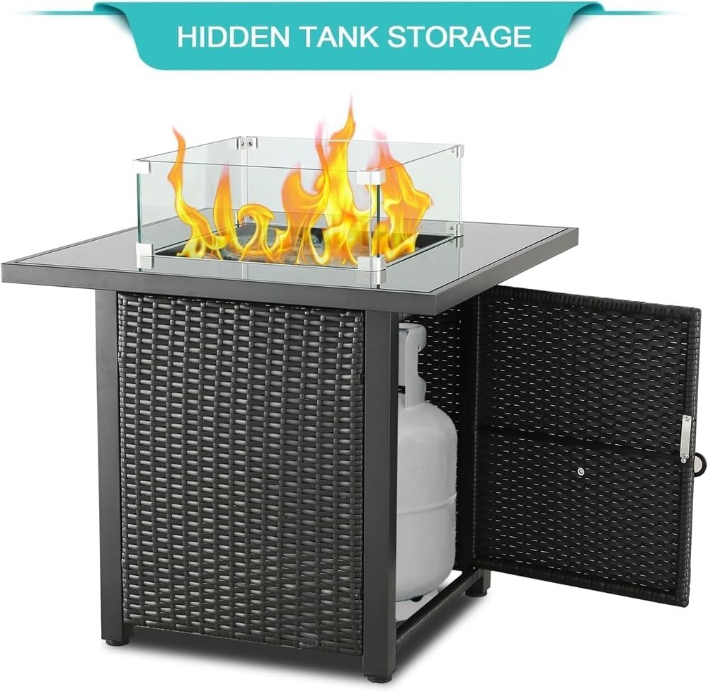 6 Pieces Outdoor Furniture Patio Furniture Sets, Wicker Patio Conversation Set, Outdoor Sectional for Backyard Lawn Poolside with Firepit Table