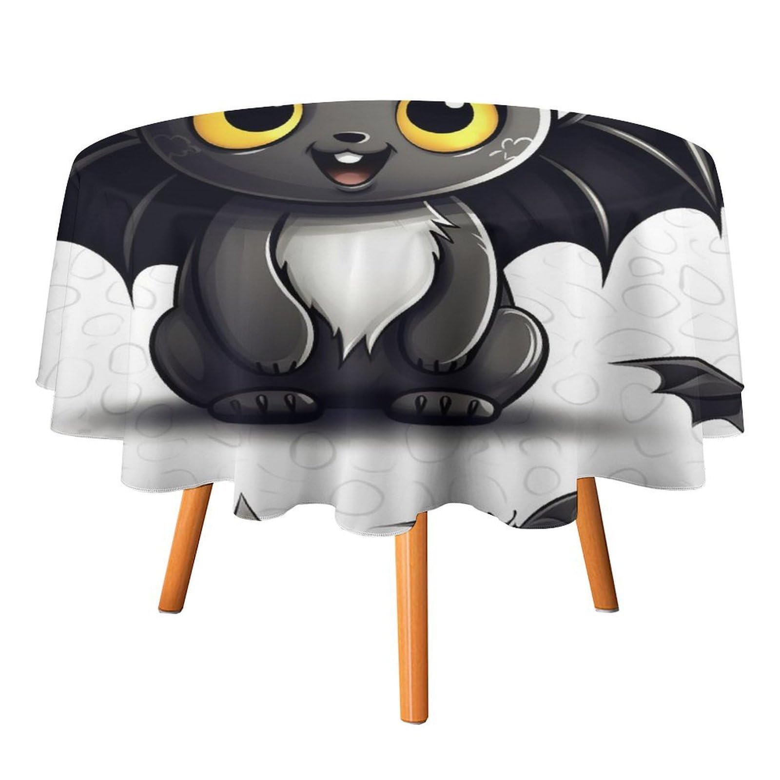 SMAZDFXX Cute Bat Tablecloth for Restaurant, Round Polyester Table Cover 50x50in for Party