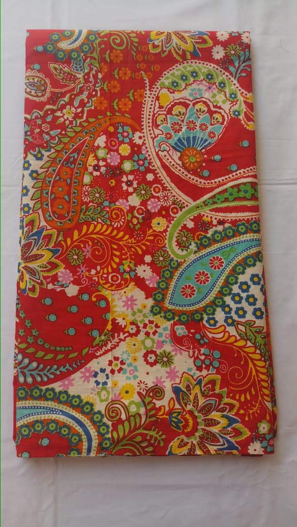 KALAP Floral Printed Cotton Cloth Materiel Paisly Red Fabric Running Jaipuri Hand Block Printed Women Dress Material Kurtis Natural 44inch Inches Width 2.5 Meter,Same Color