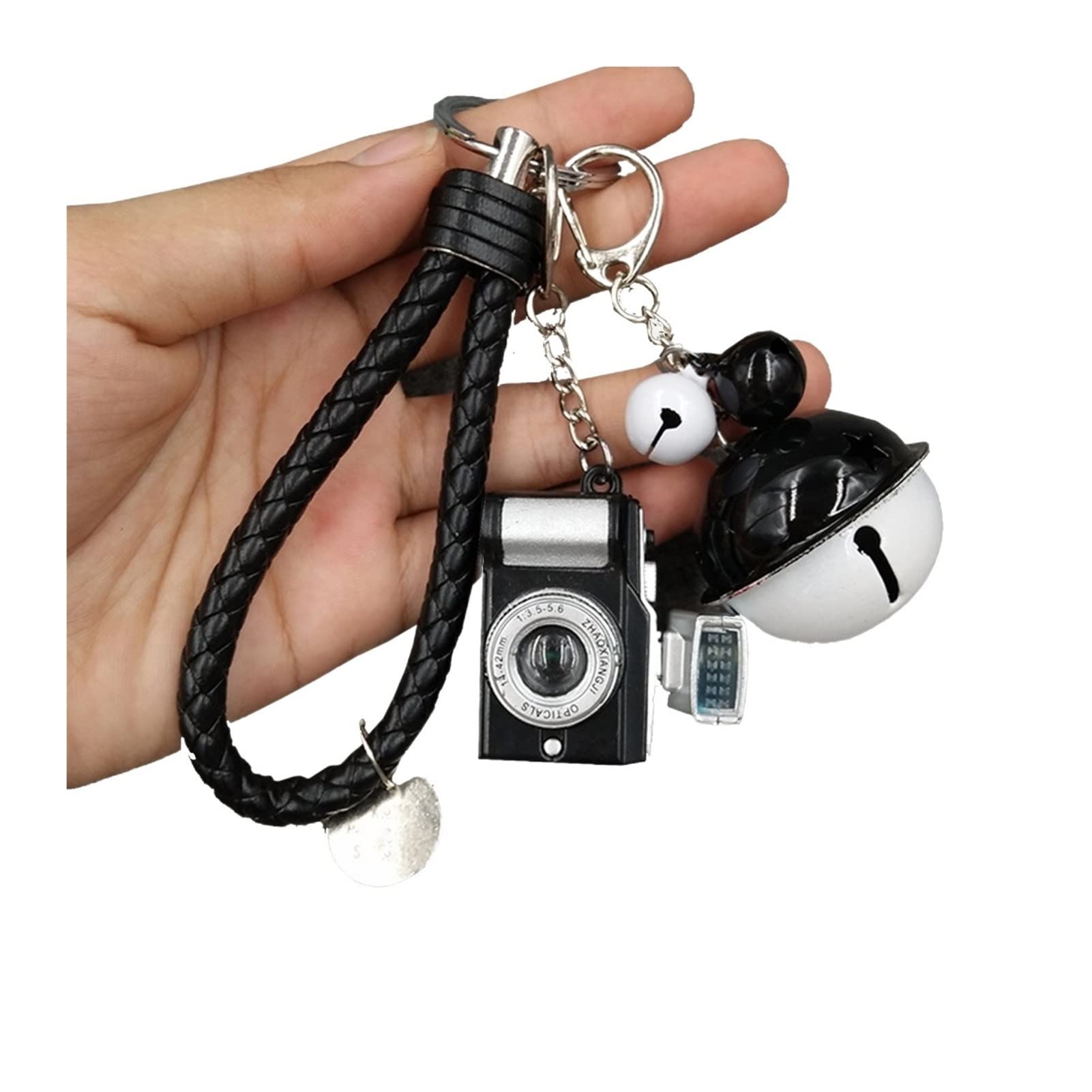 Mini caméra porte-clefs contre les imprévus avec pendentif noir discret