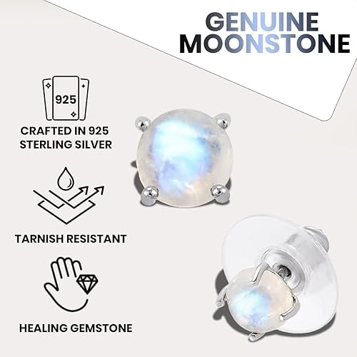 Miniatura 4 de Birthstone Stud Earrings for Women 925 Sterling Silver Gemstone Jewelry Anniversary Birthday Christmas Gifts for Women