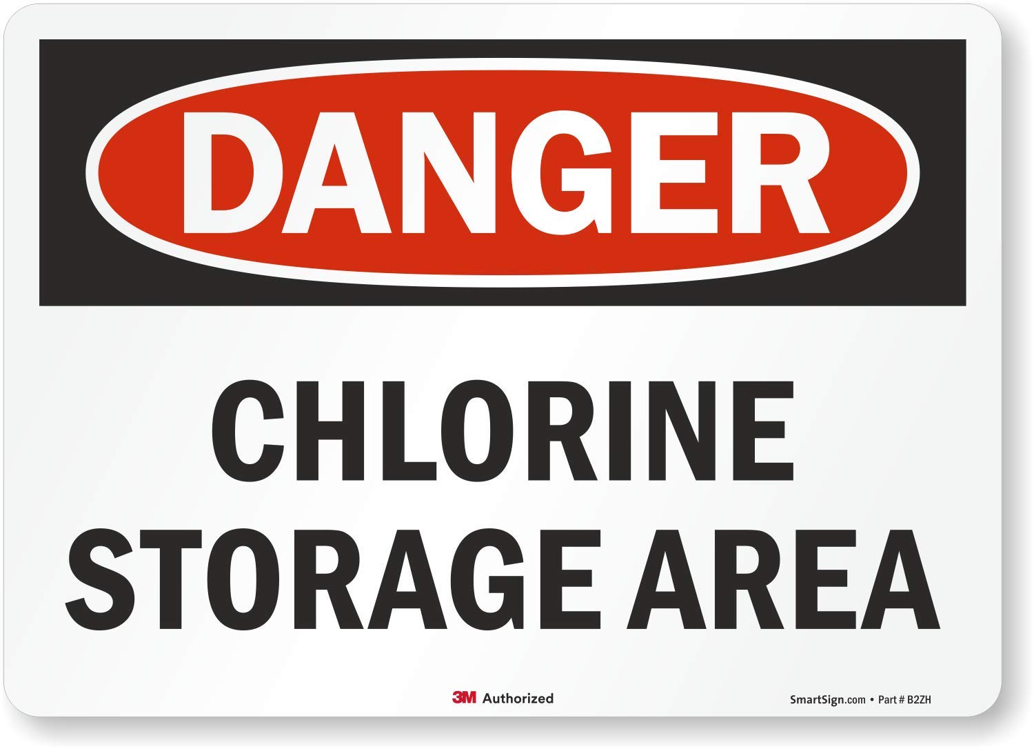 SmartSign "Danger - Chlorine Storage Area" Label | 10" x 14" 3M Reflective Laminated Vinyl