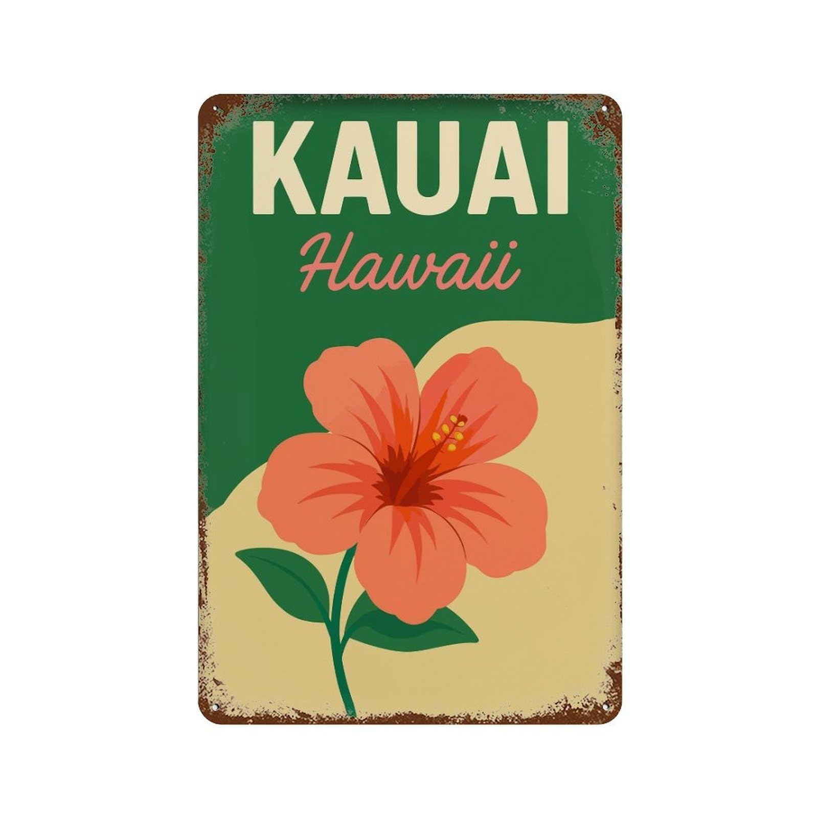 xiaoxiaoshen Kauai Hawaii Beach Scenic Coastal Wanderlust Wall Decor Art Metal Tin Poster Modern Home Decor Art Home Bar Shop Decorations Vintage Sign 30x20cm
