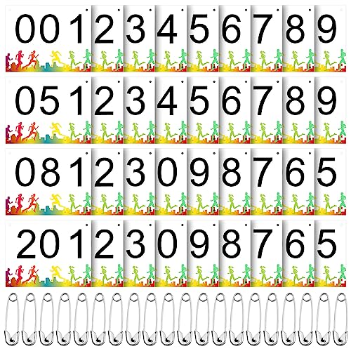 XunYee Running Bib Competitor Numbers with Safety Pins for Marathon Sports Competition Event Race Bibs Tear Proof Waterproof Paper Tag for Track and Field, 6 x 7.5 Inch(300 Pcs,1-300 Number)
