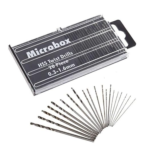 20Pcs Micro HSS Twist Drill Bit Set 0.3mm-1.6mm, High Speed Steel Mini Drill Bits with Storage Case for Model Craft Jewelry Watch Repair