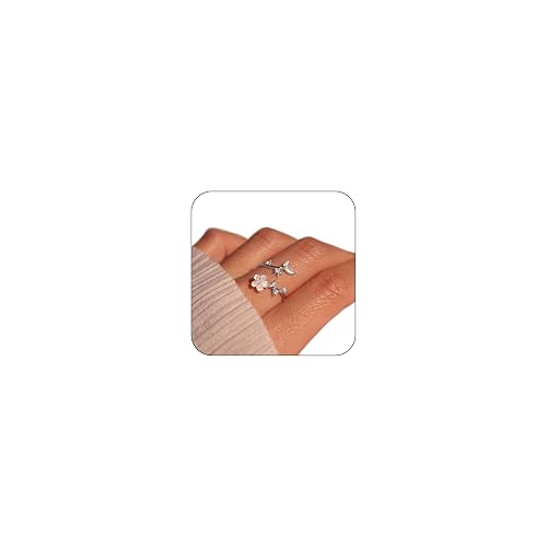Gold Rings for Women Birthstone Adjustable Flower Non Tarnish Jewelry