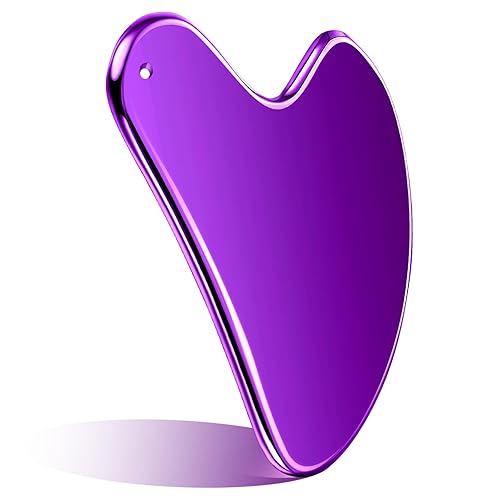 Vista 8 de Nuanchu Herramientas faciales Gua Sha de acero inoxidable, masajeador de drenaje linfático, Guasha para cara, metal Gua Sha, regalos para el cuidado