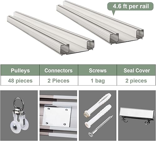 Miniatura 2 de ZSHINE Cortina de alta resistencia con rieles de doble vía unidos, montaje en techo para sala de estar, dormitorio, divisor de habitación (champán,