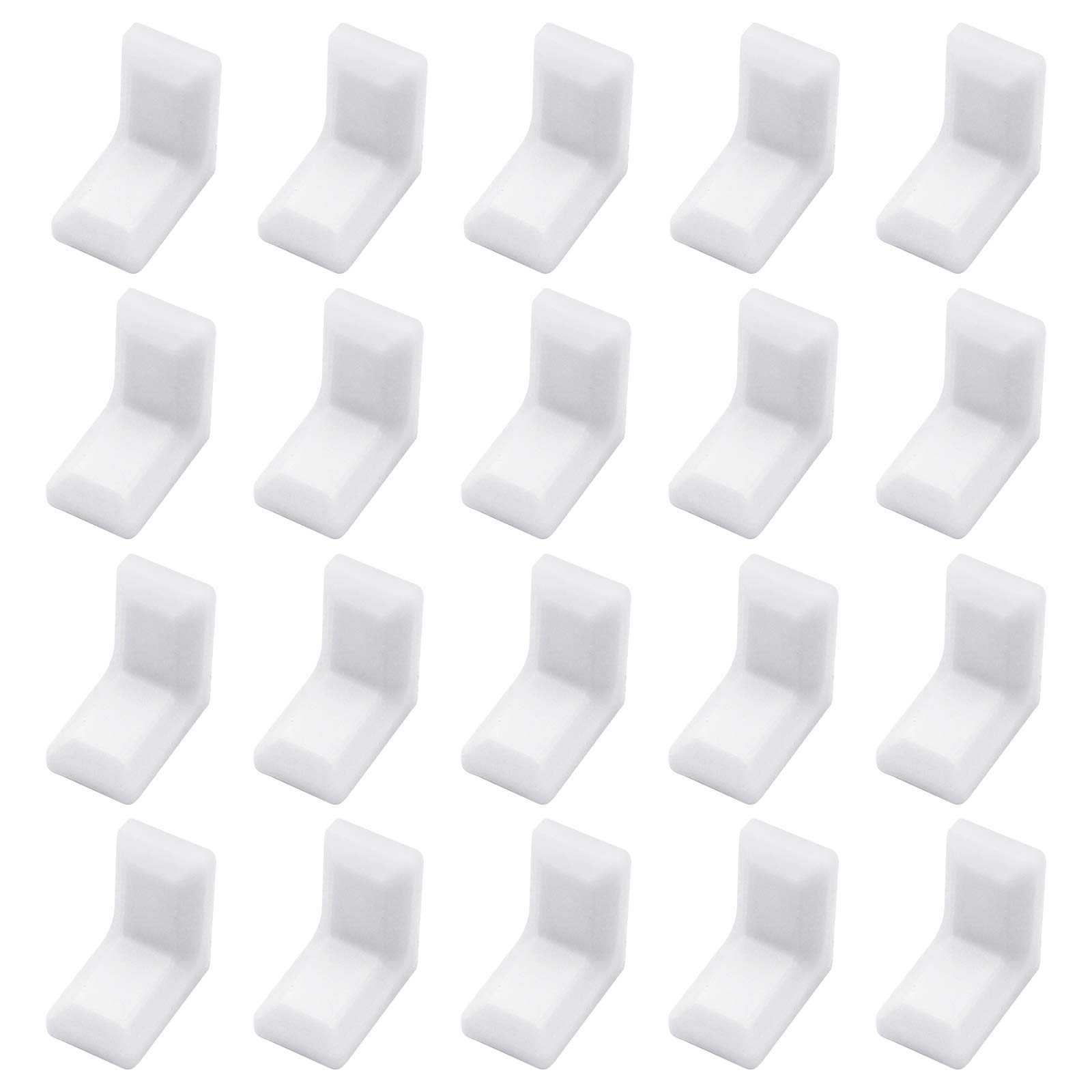 MOROBOR Angle Bracket, 40Pcs L-Shaped Steel Galvanized Corner Brace with White ABS Plastic Cover for Cupboard Wardrobe Shelf