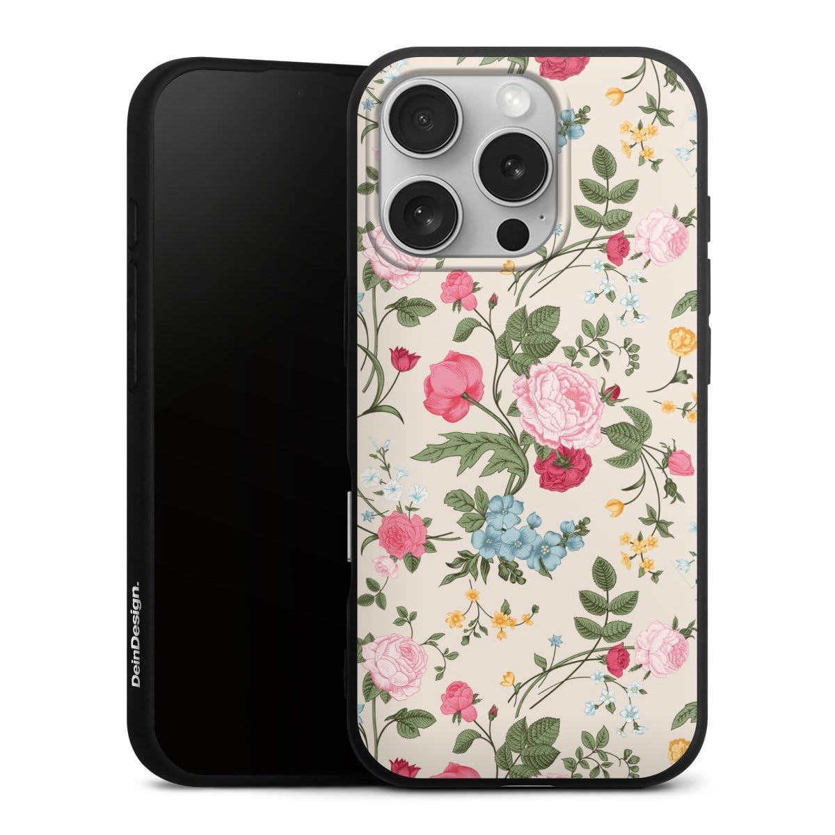Coque souple iPhone 16 Pro silicone motif fleuri vintage - 2
